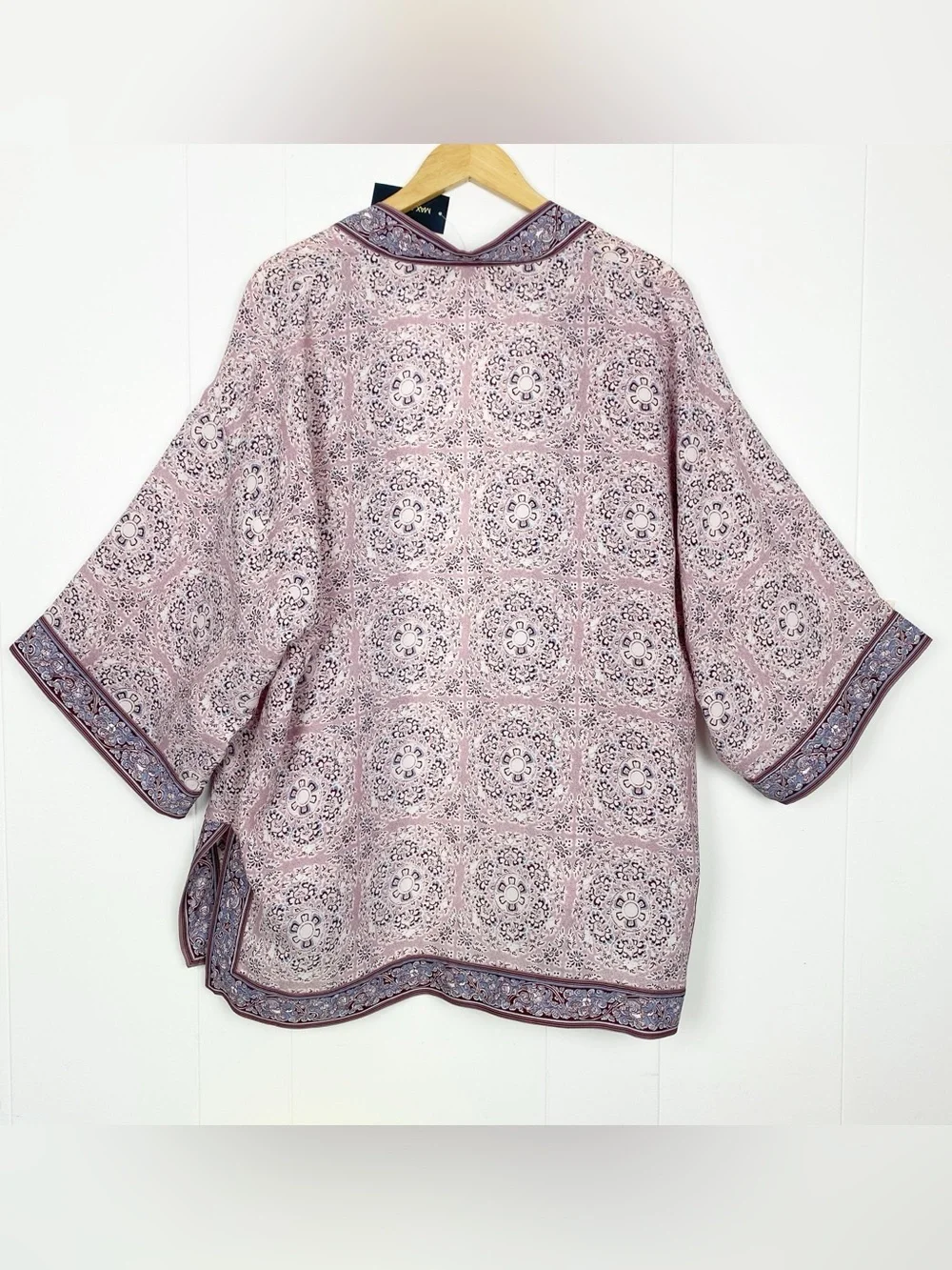Max Studio Kimono Women's Size Large Open Front Top Cover Up Paisley Floral NWT